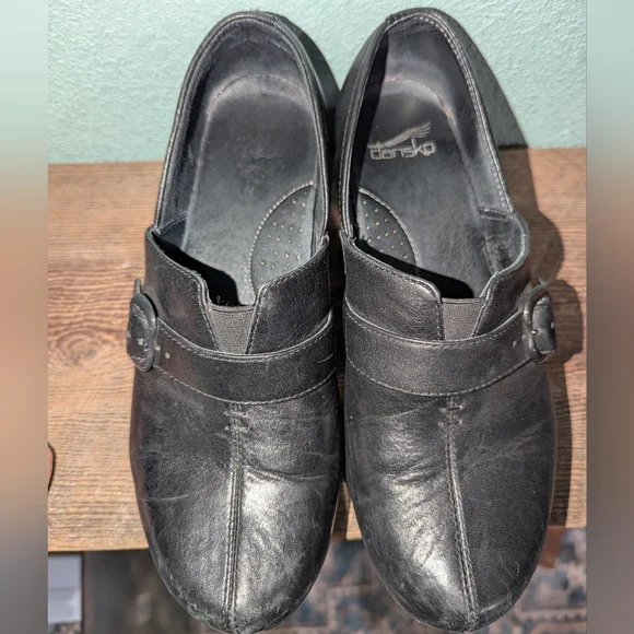 Dansko Black Leather Clogs with Buckle - Picture 8 of 9